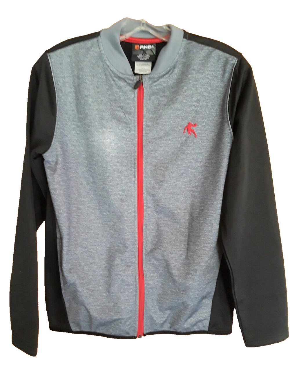 AND1 Boys XL 14/16 Gray Black Zip Front Athletic Jacket